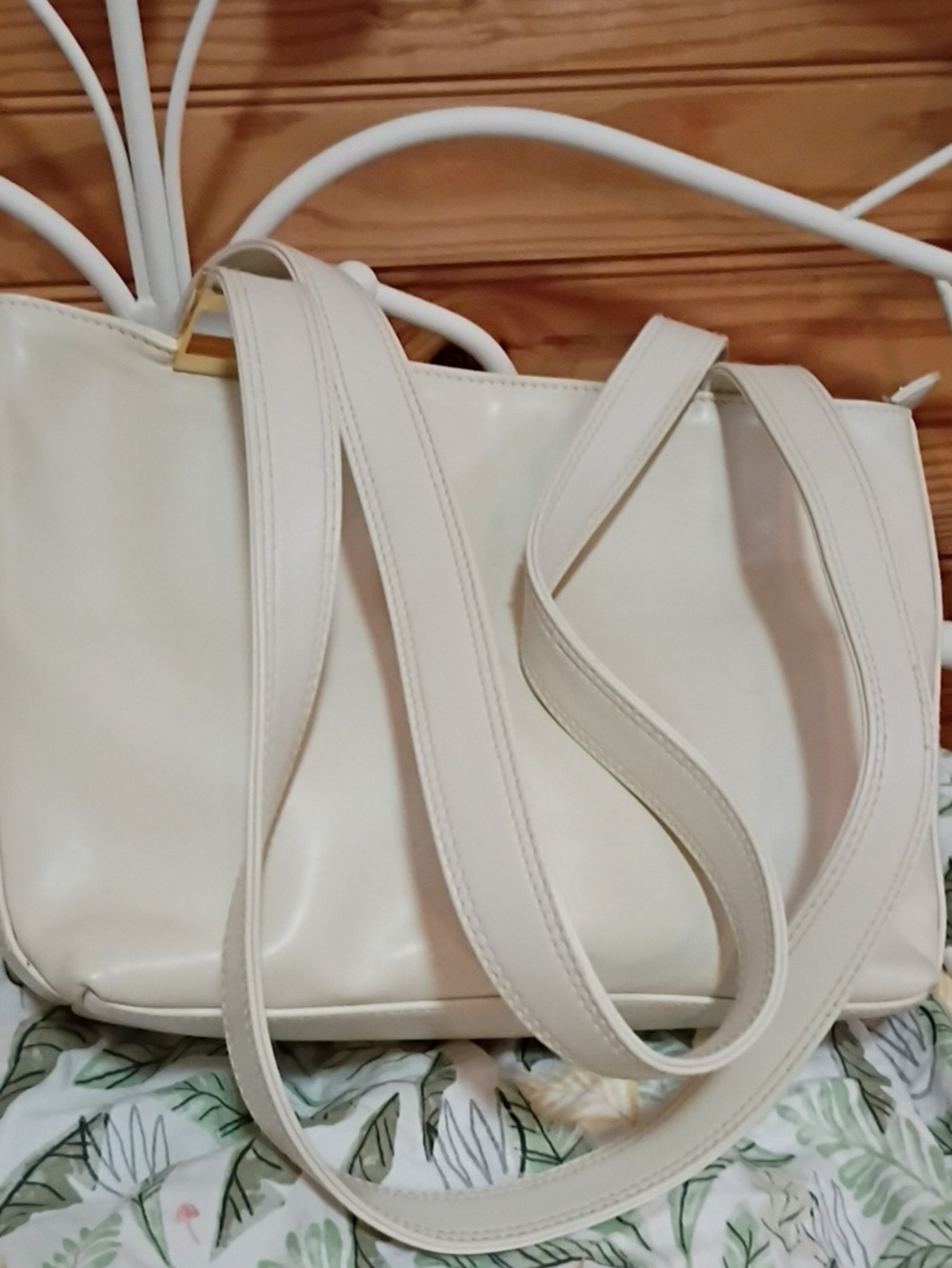 Coletta Leather Cream Shoulder Tote Bag